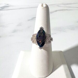 3.45ct Smoky Quartz With 0.51ctw White Zircon Rhodium Over Sterling Silver Ring
